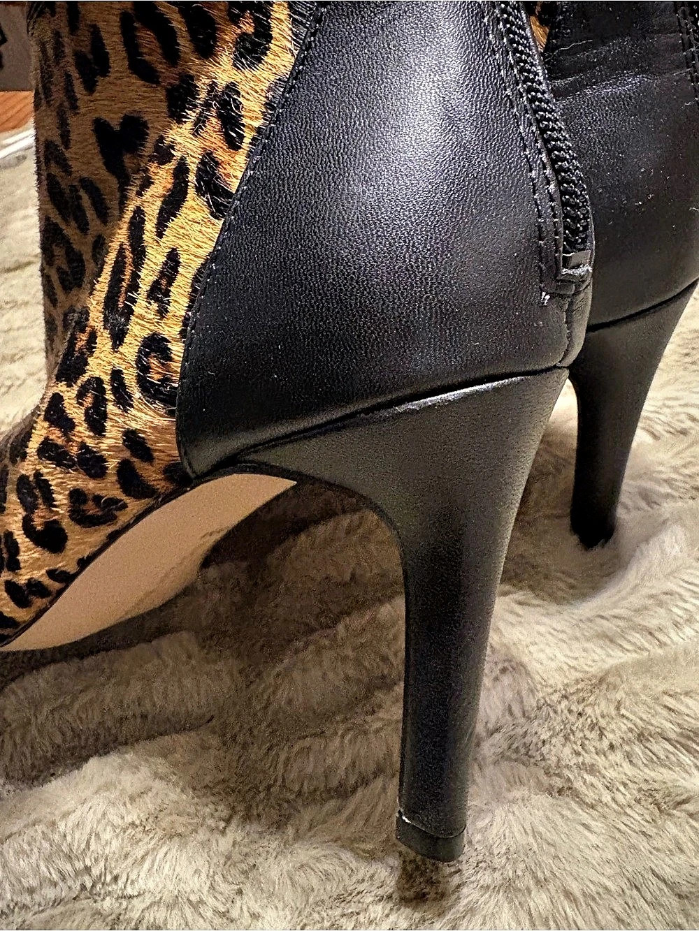 Adrienne Vittadini Nyla Leopard Calf Hair Ankle Bootie US 9.5 - Picture 7 of 13